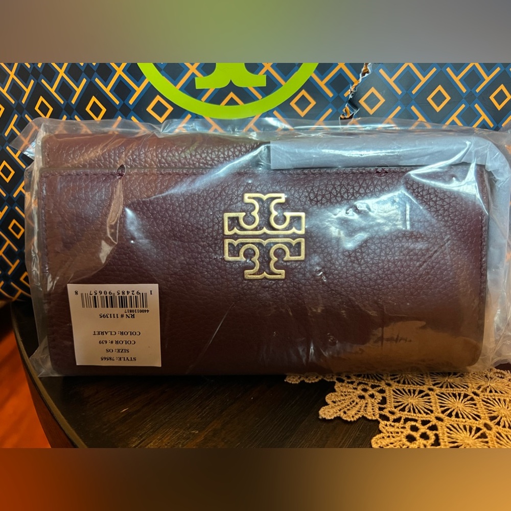 Brand New With Tag Burgundy Pebble Leather  Wallet with Wrist Strap